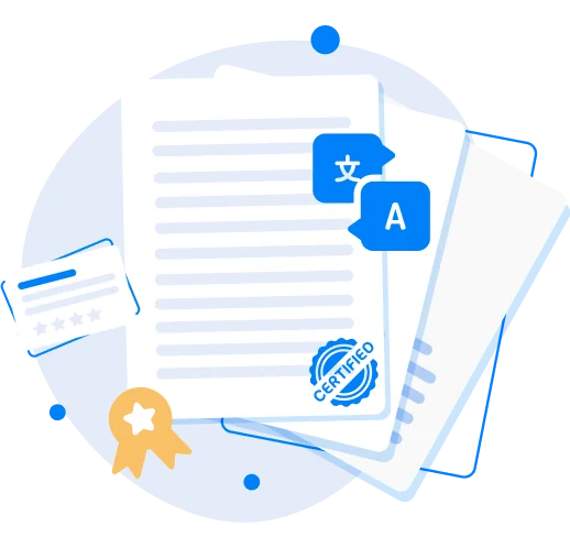 Illustration of certified documents with a seal