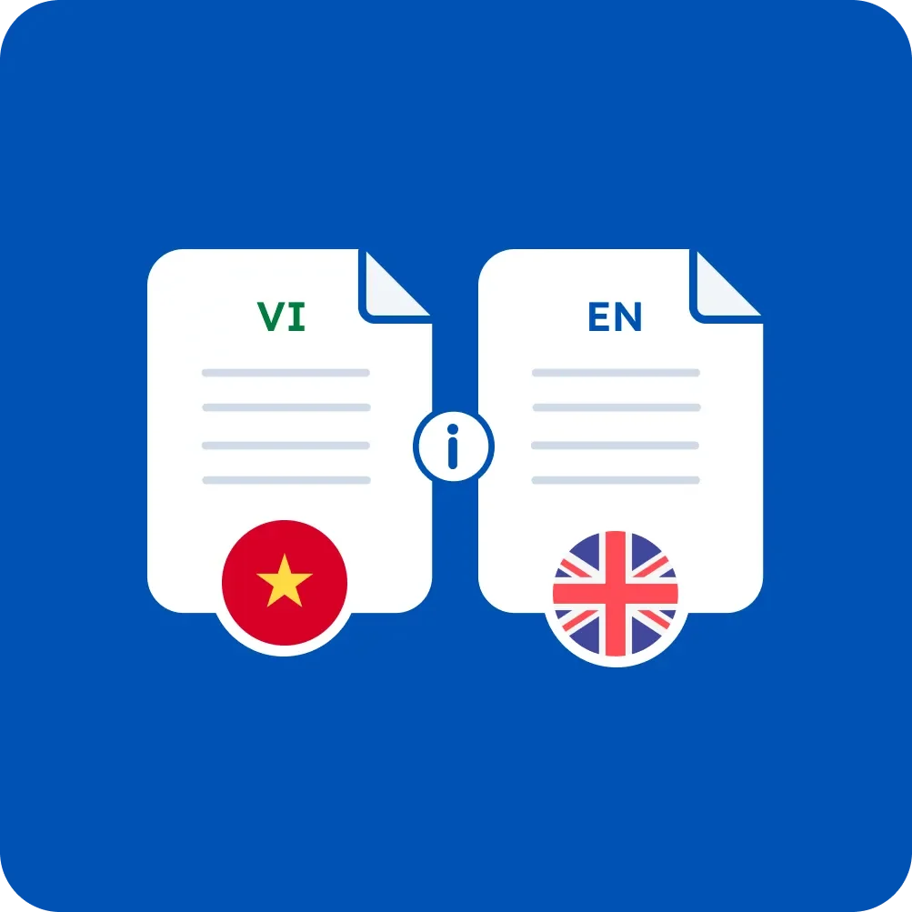 Vietnamese and English document translation illustration